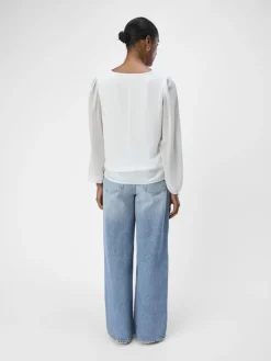 OBJMILA RE L/S V-NECK TOP NOOS cloud dancer