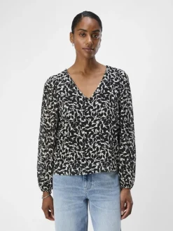 OBJMILA RE L/S V-NECK TOP NOOS sandshell