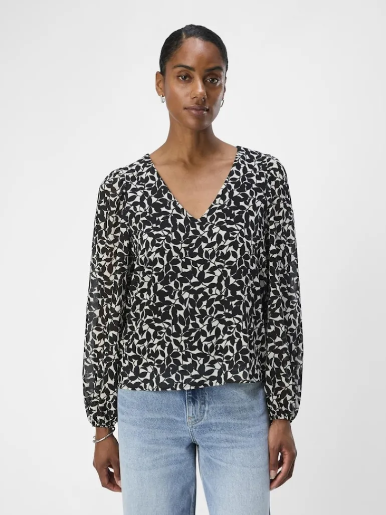 OBJMILA RE L/S V-NECK TOP NOOS sandshell