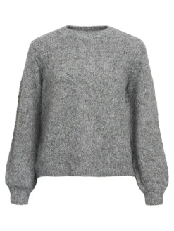 OBJNANA L/S LO KNIT PULLOVER 141 DIV medium grey melange