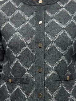 OBJPILUNA L/S RE KNIT CARDIGAN 142 dark grey melange