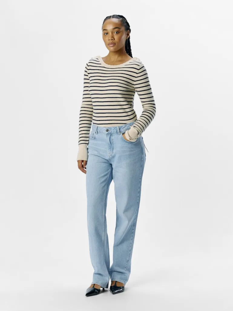 OBJPOLINA RE L/S KNIT PULLOVER 137 sandshell