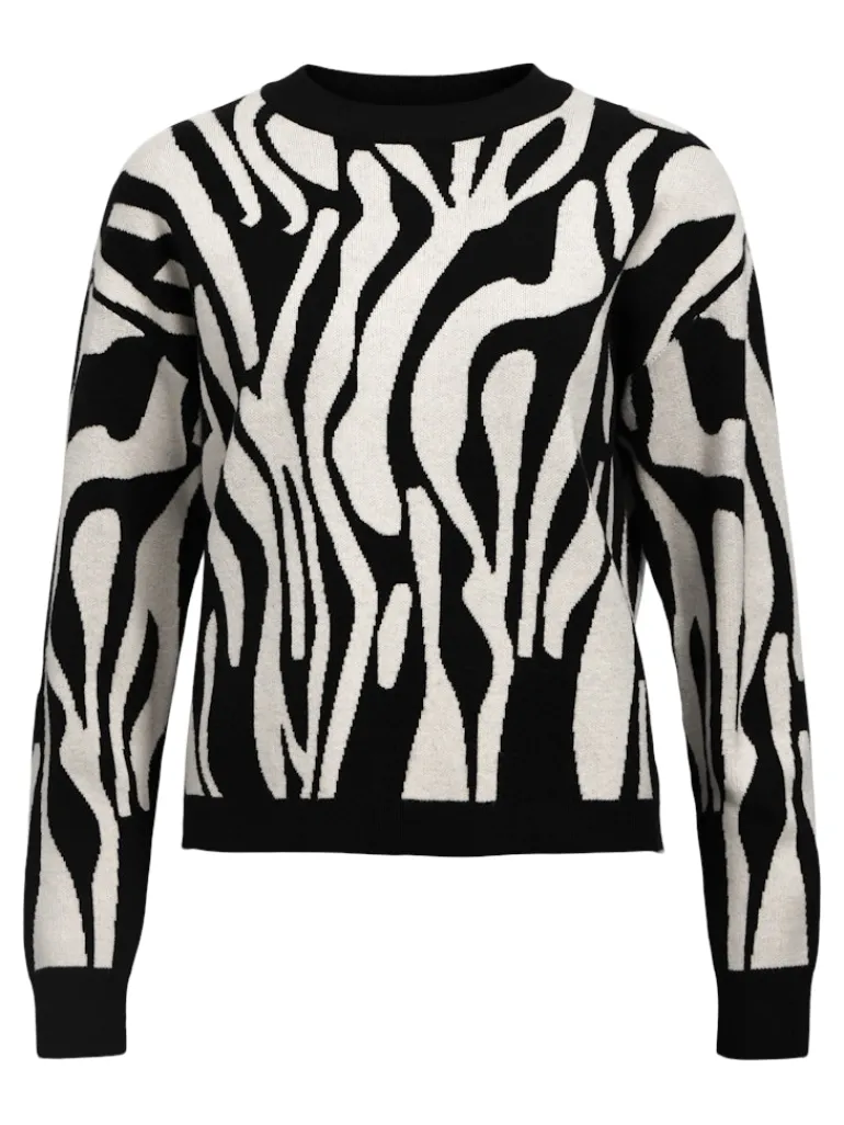 OBJRAY LO L/S KNIT PULLOVER AOP NOOS black3