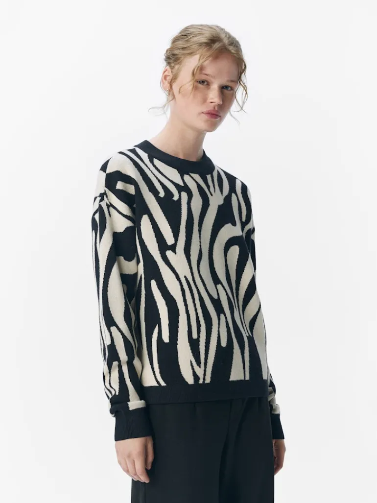 OBJRAY LO L/S KNIT PULLOVER AOP NOOS black3