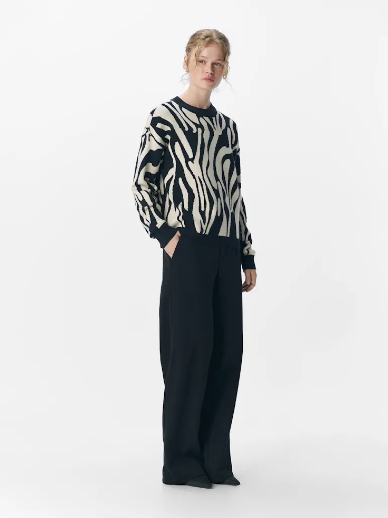 OBJRAY LO L/S KNIT PULLOVER AOP NOOS black3