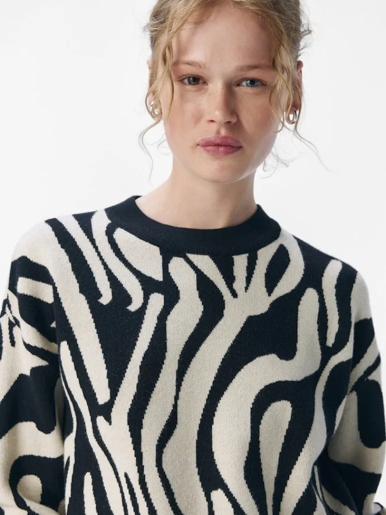 OBJRAY LO L/S KNIT PULLOVER AOP NOOS black3