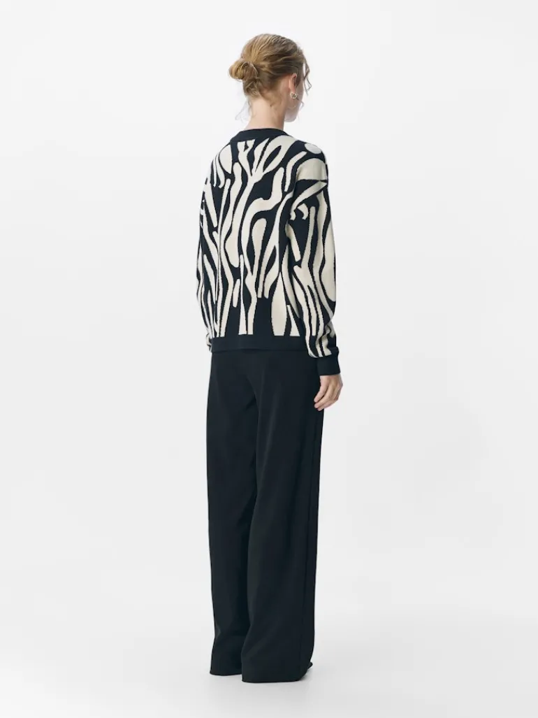 OBJRAY LO L/S KNIT PULLOVER AOP NOOS black3