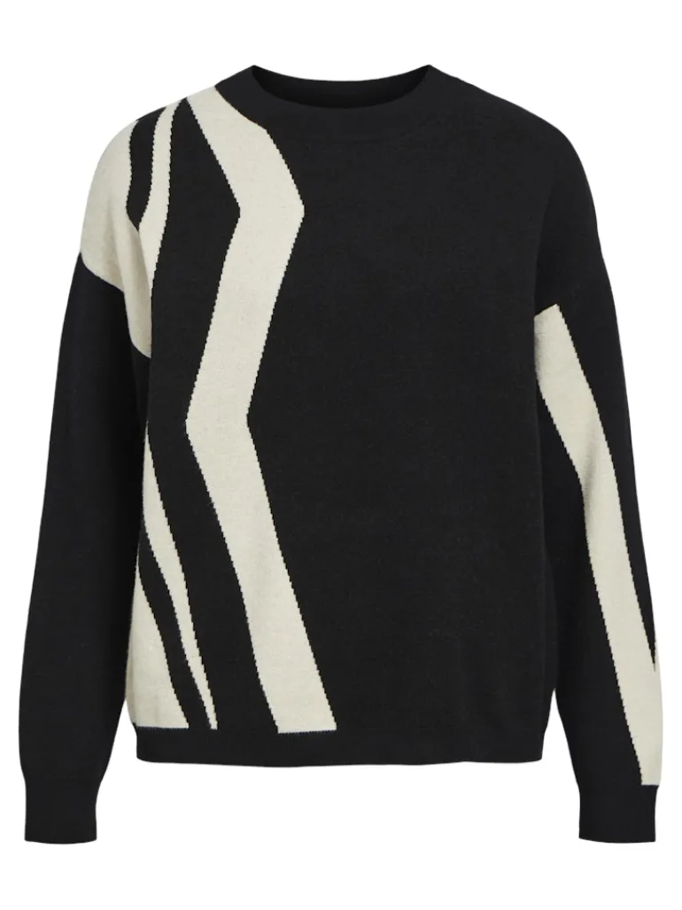 OBJRAY LO L/S KNIT PULLOVER AOP NOOS black4