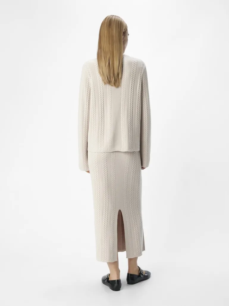 OBJREYNARD HW CABLE KNIT SKIRT DIV silver gray