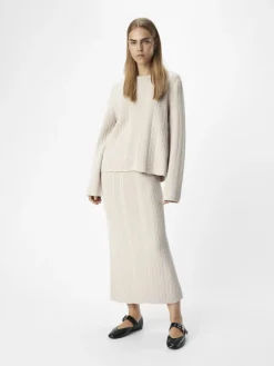 OBJREYNARD HW CABLE KNIT SKIRT DIV silver gray