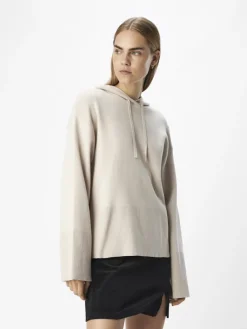 OBJREYNARD L/S LO KNIT HOODIE DIV silver gray