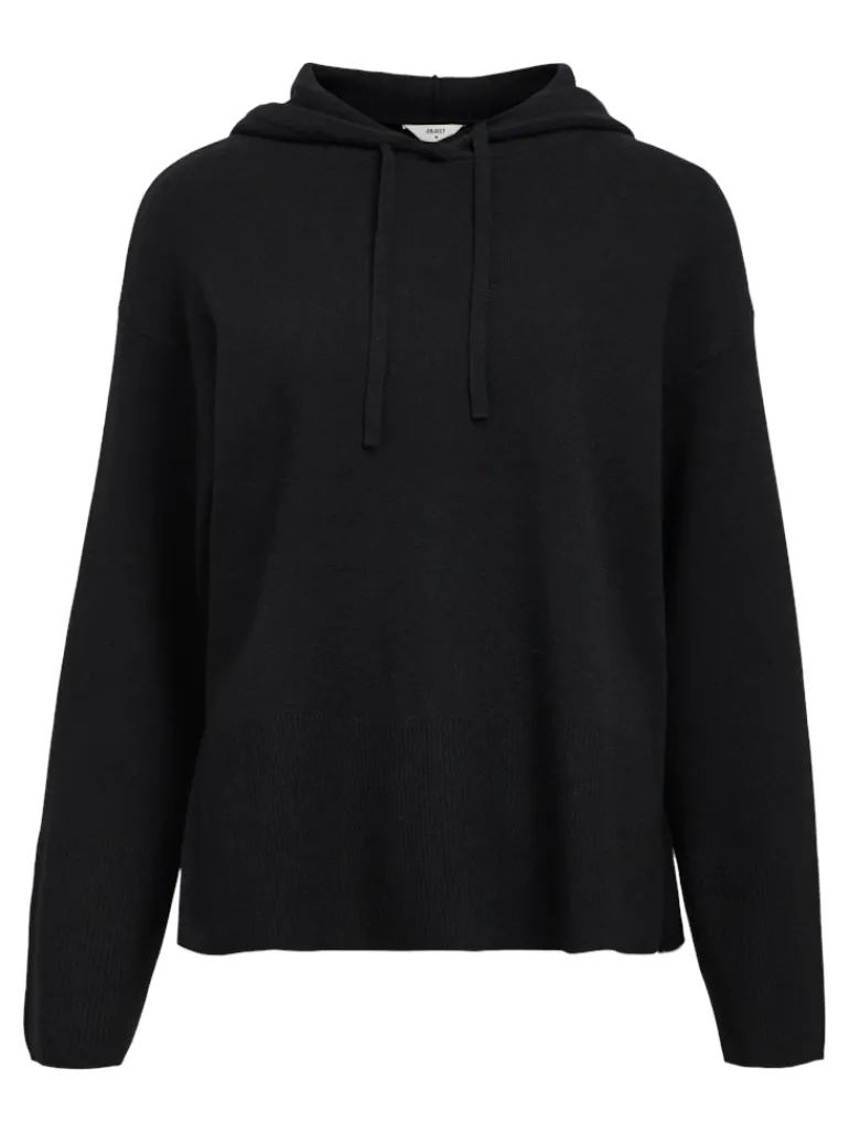 OBJREYNARD L/S LO KNIT HOODIE DIV black