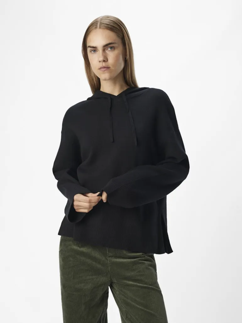 OBJREYNARD L/S LO KNIT HOODIE DIV black