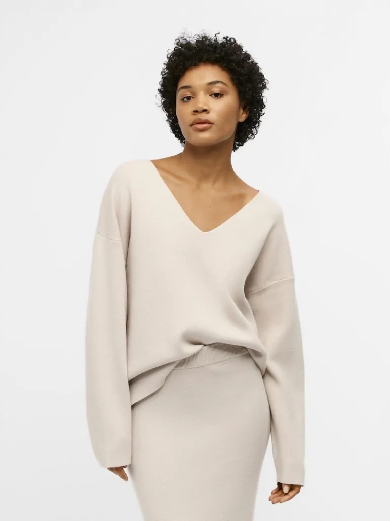 OBJREYNARD V-NECK PULLOVER NOOS silver gray