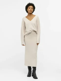 OBJREYNARD V-NECK PULLOVER NOOS silver gray