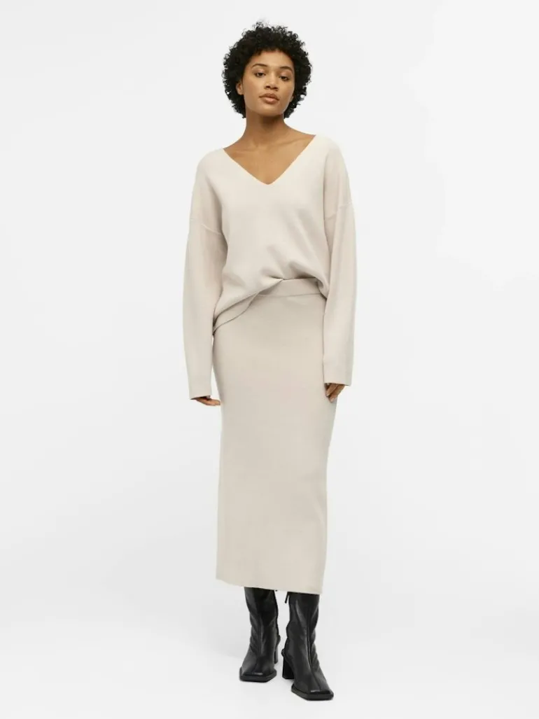 OBJREYNARD V-NECK PULLOVER NOOS silver gray