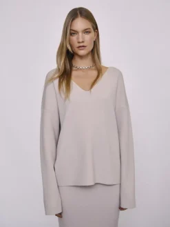 OBJREYNARD V-NECK PULLOVER NOOS silver gray