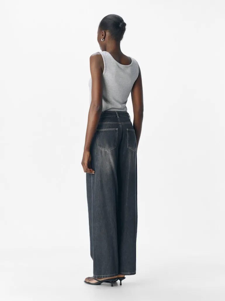 OBJROSIE MW WIDE JEANS NOOS medium grey denim