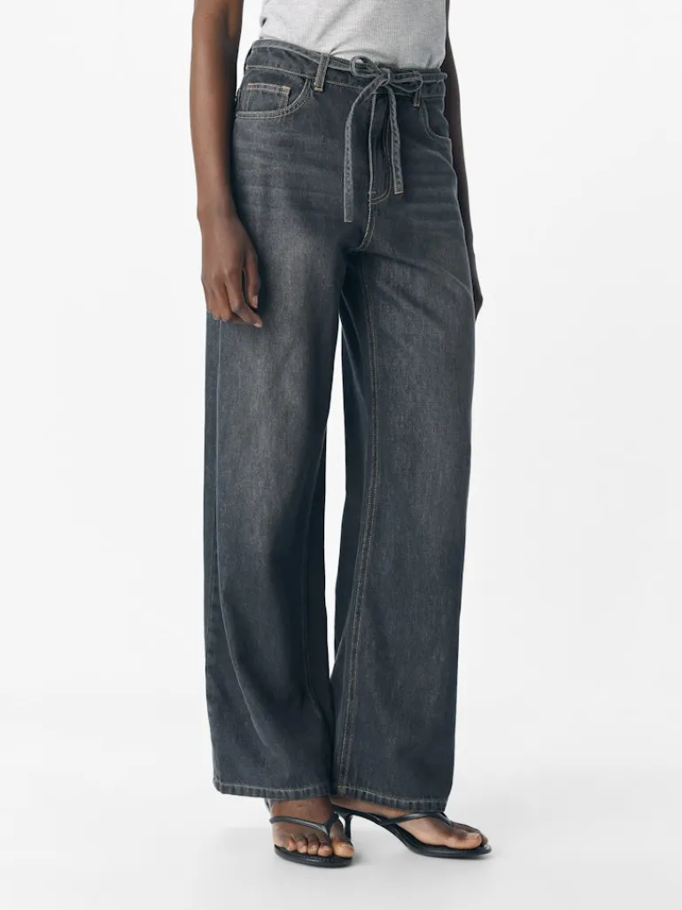 OBJROSIE MW WIDE JEANS NOOS medium grey denim