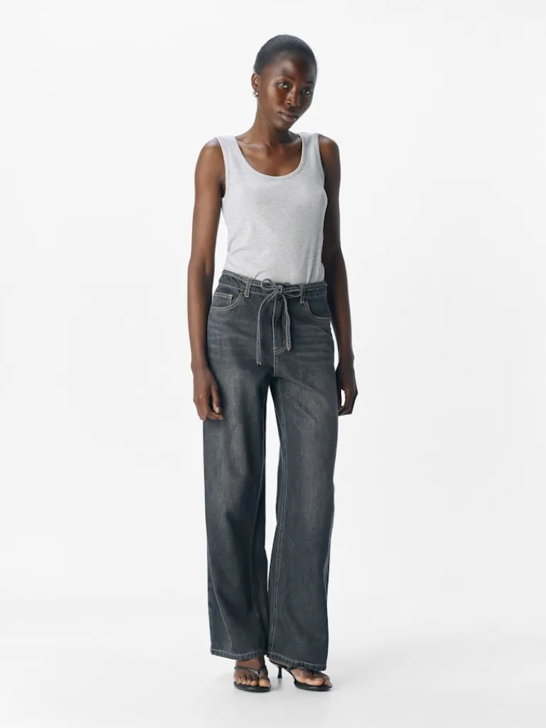 OBJROSIE MW WIDE JEANS NOOS medium grey denim