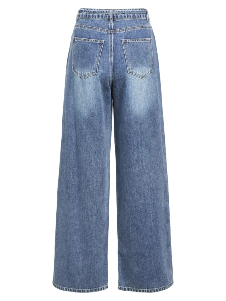 OBJROSIE MW WIDE JEANS NOOS medium blue denim