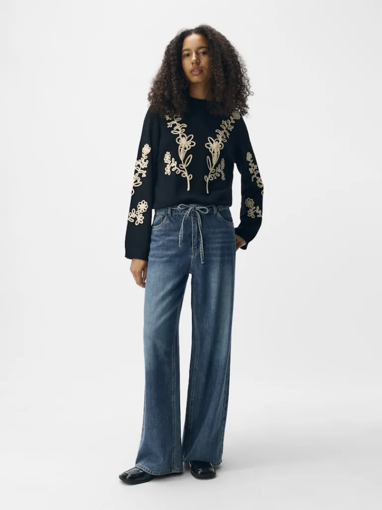 OBJROSIE MW WIDE JEANS NOOS medium blue denim