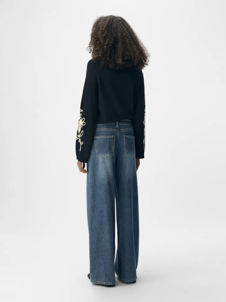 OBJROSIE MW WIDE JEANS NOOS medium blue denim