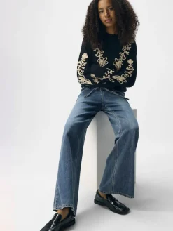 OBJROSIE MW WIDE JEANS NOOS medium blue denim
