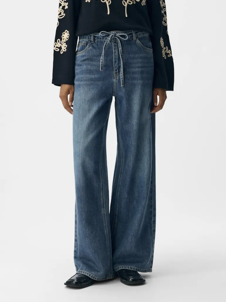 OBJROSIE MW WIDE JEANS NOOS medium blue denim