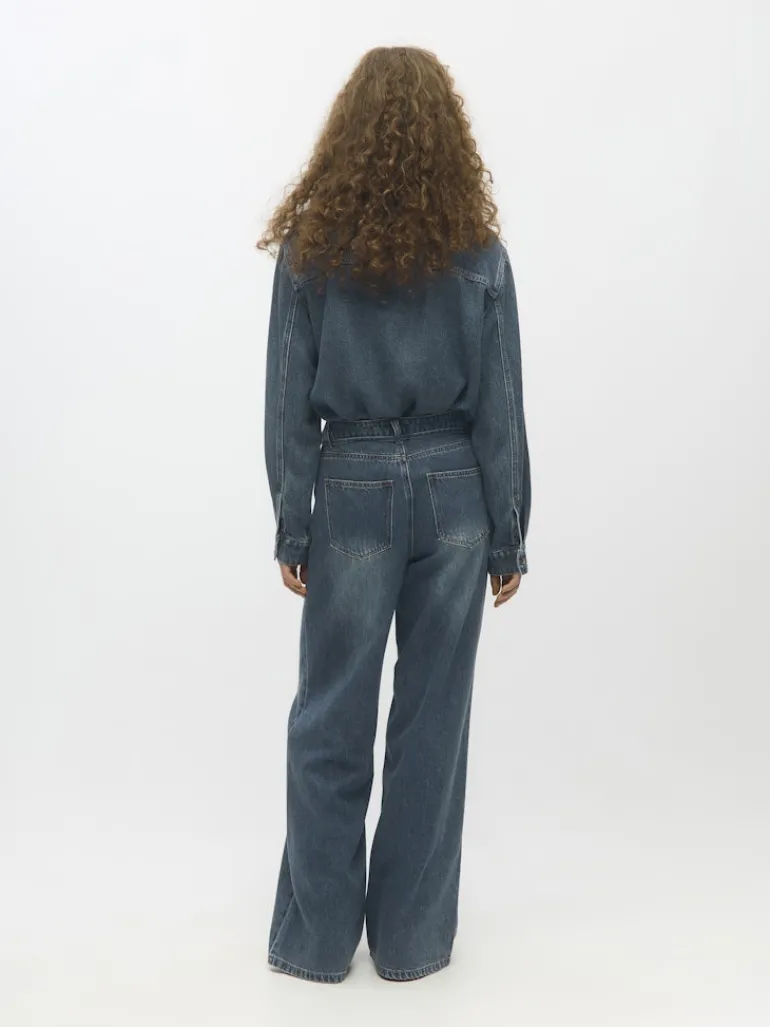 OBJROSIE MW WIDE JEANS NOOS medium blue denim