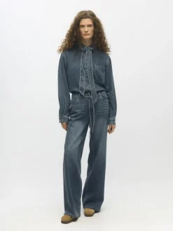 OBJROSIE MW WIDE JEANS NOOS medium blue denim