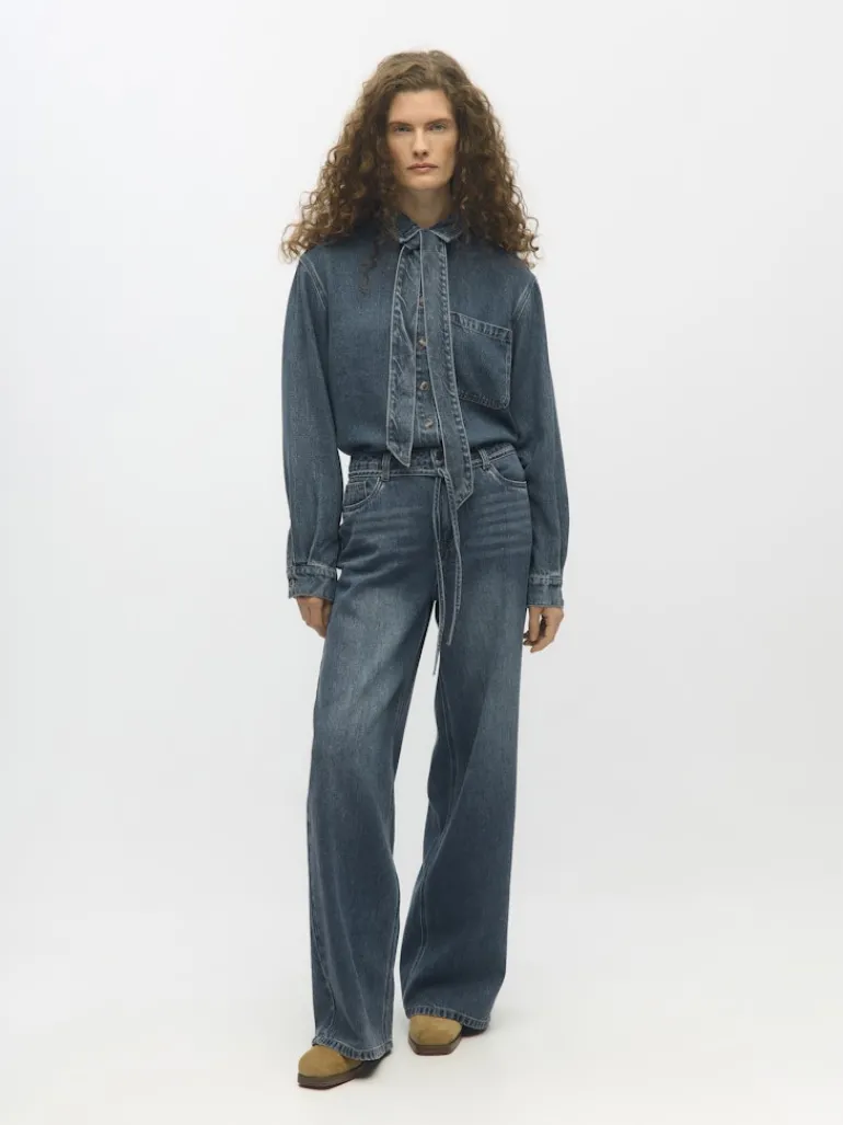 OBJROSIE MW WIDE JEANS NOOS medium blue denim