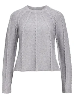 OBJSADIE L/S RE PULLOVER E AW FAIR 24 light grey melange