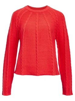 OBJSADIE L/S RE PULLOVER E AW FAIR 24 flame scarlet