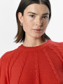 OBJSADIE L/S RE PULLOVER E AW FAIR 24 flame scarlet
