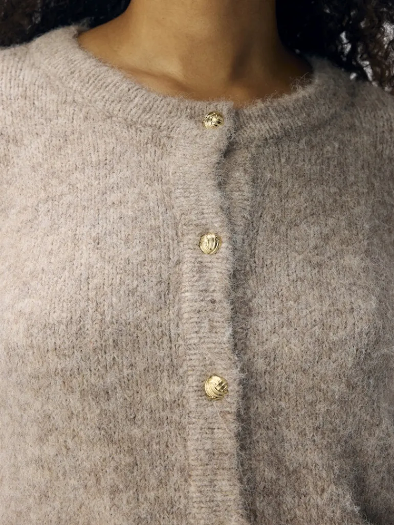 OBJSAGGIA RE L/S KNIT CARDIGAN NOOS humus