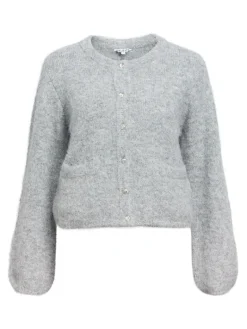 OBJSAGGIA RE L/S KNIT CARDIGAN NOOS medium grey melange
