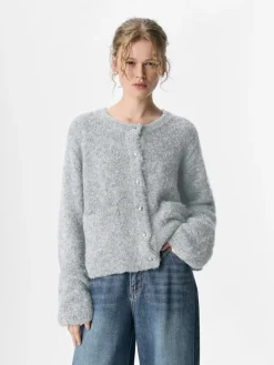 OBJSAGGIA RE L/S KNIT CARDIGAN NOOS medium grey melange