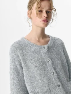 OBJSAGGIA RE L/S KNIT CARDIGAN NOOS medium grey melange
