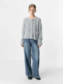 OBJSAGGIA RE L/S KNIT CARDIGAN NOOS medium grey melange