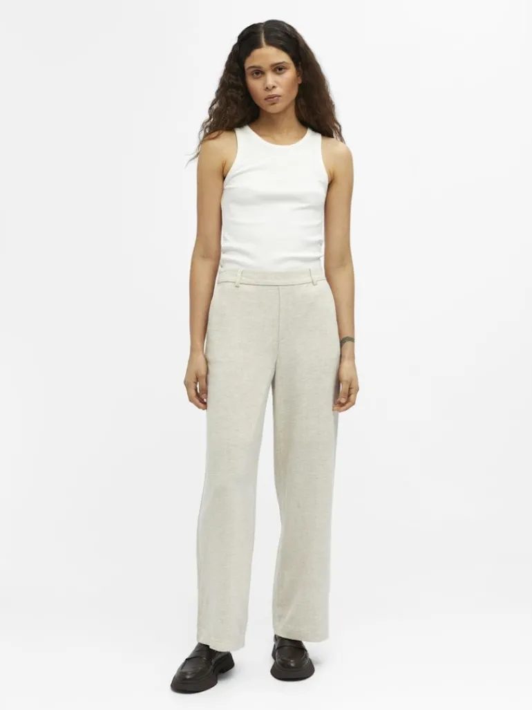 OBJSANNE ALINE WIDE PANT NOOS sandshell