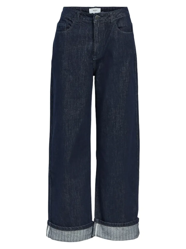 OBJSAVA CRYSTAL MW WIDE ANKLE JEANS 136 dark blue denim
