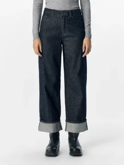 OBJSAVA CRYSTAL MW WIDE ANKLE JEANS 136 dark blue denim