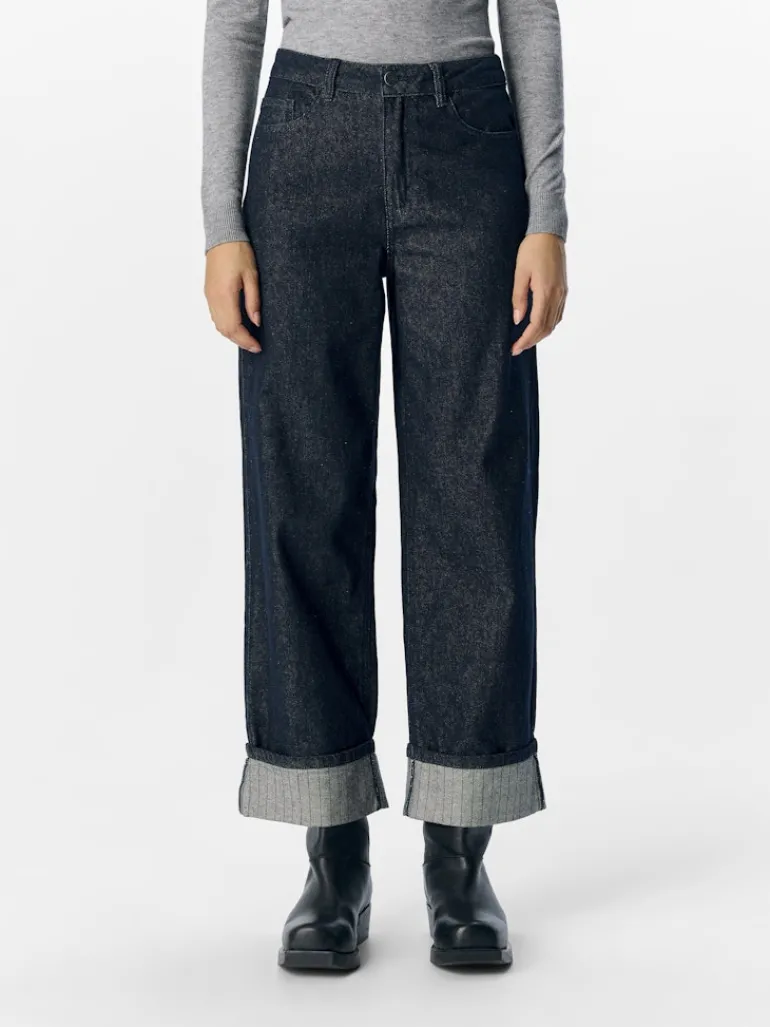 OBJSAVA CRYSTAL MW WIDE ANKLE JEANS 136 dark blue denim