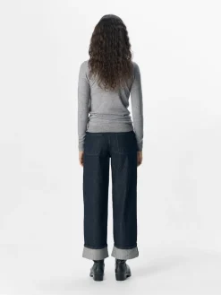 OBJSAVA CRYSTAL MW WIDE ANKLE JEANS 136 dark blue denim
