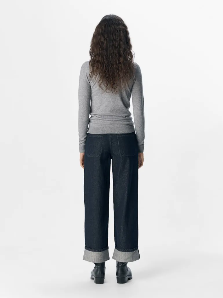 OBJSAVA CRYSTAL MW WIDE ANKLE JEANS 136 dark blue denim