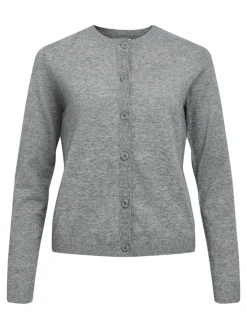 OBJTHESS L/S SHORT CARDIGAN NOOS medium grey melange
