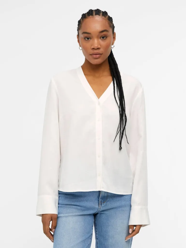 OBJTILDA L/S V-NECK SHIRT NOOS cloud dancer