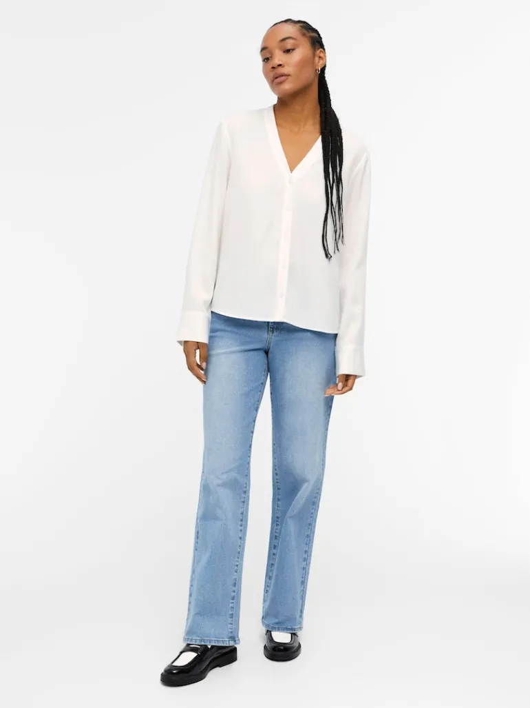 OBJTILDA L/S V-NECK SHIRT NOOS cloud dancer