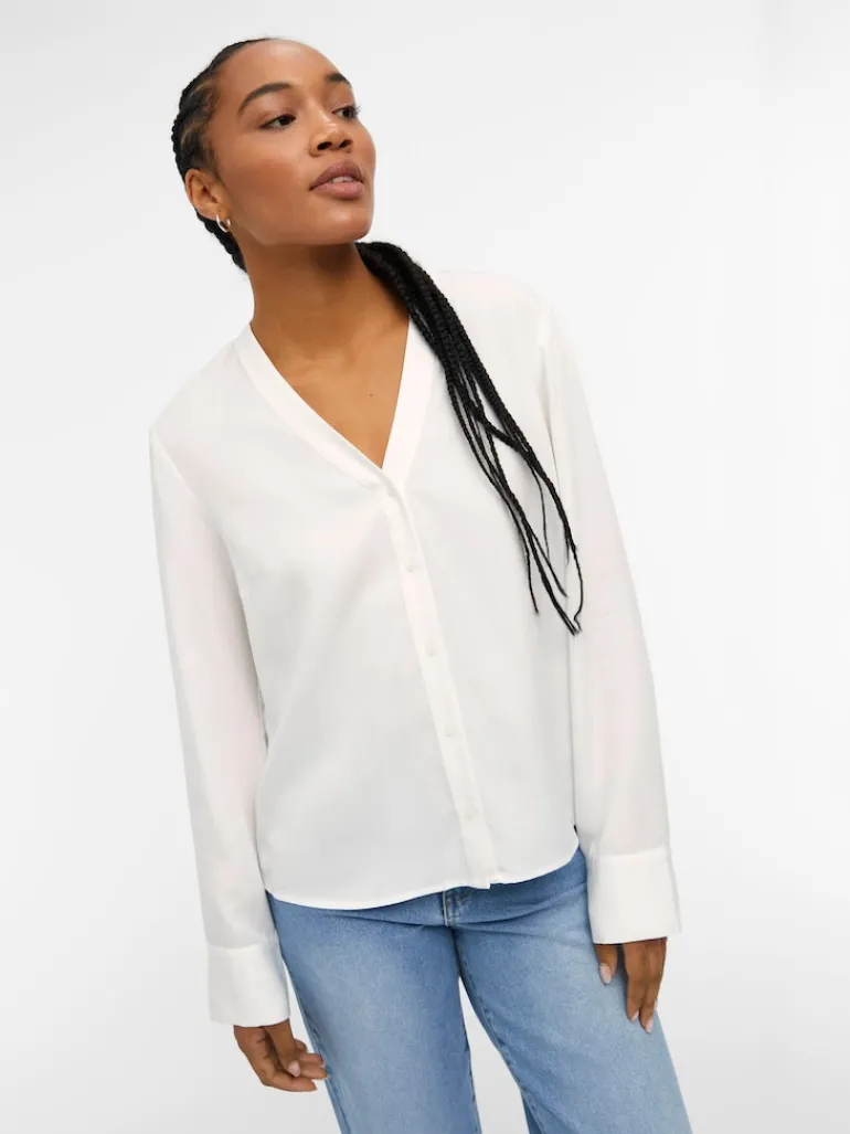 OBJTILDA L/S V-NECK SHIRT NOOS cloud dancer